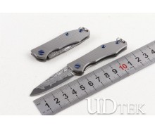 Mini Titanium handle folding pocket knife with Damascus steel handle UD405193